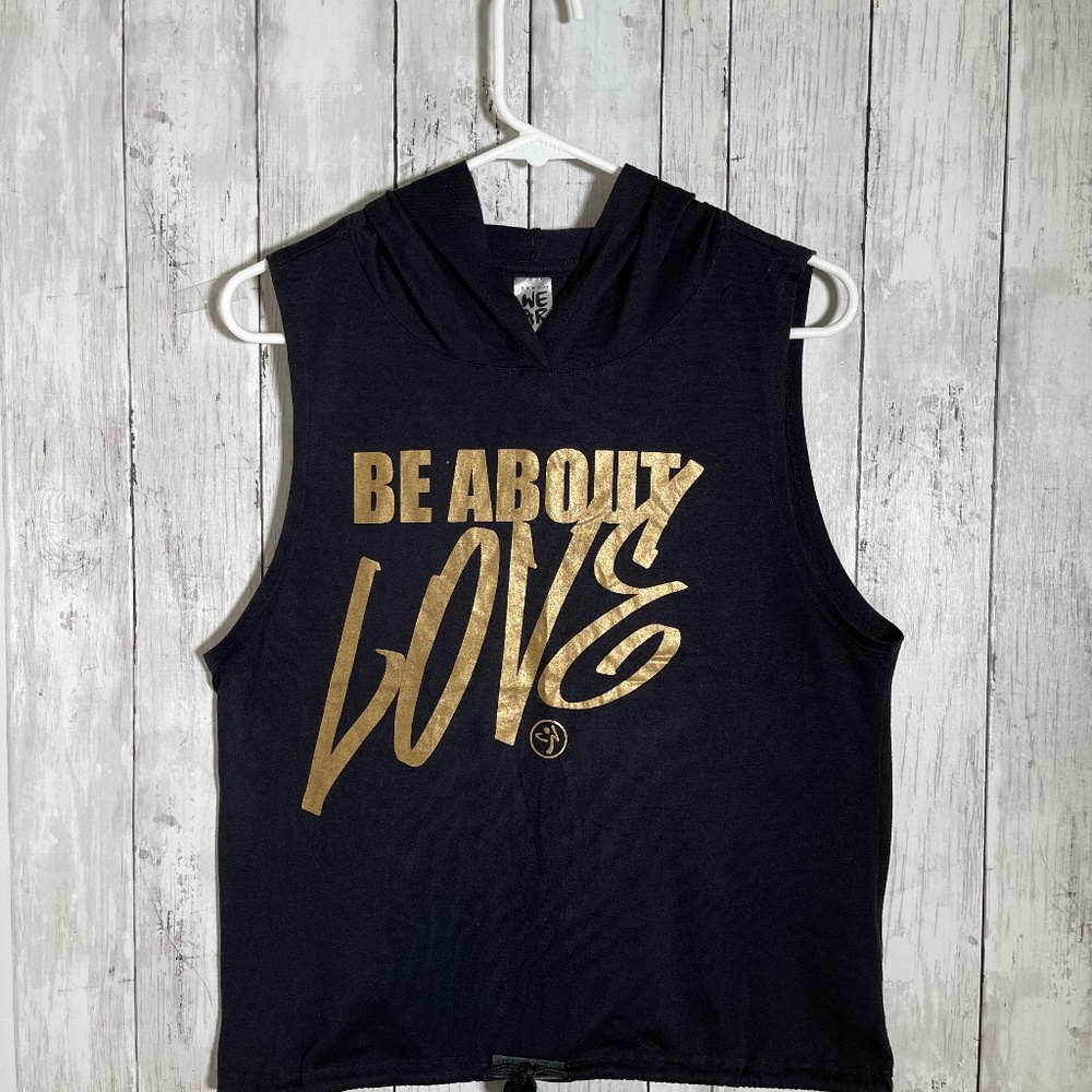 Zumba Be About Love Sleeveless Hoodie - Bold Black Marvelous Medium
